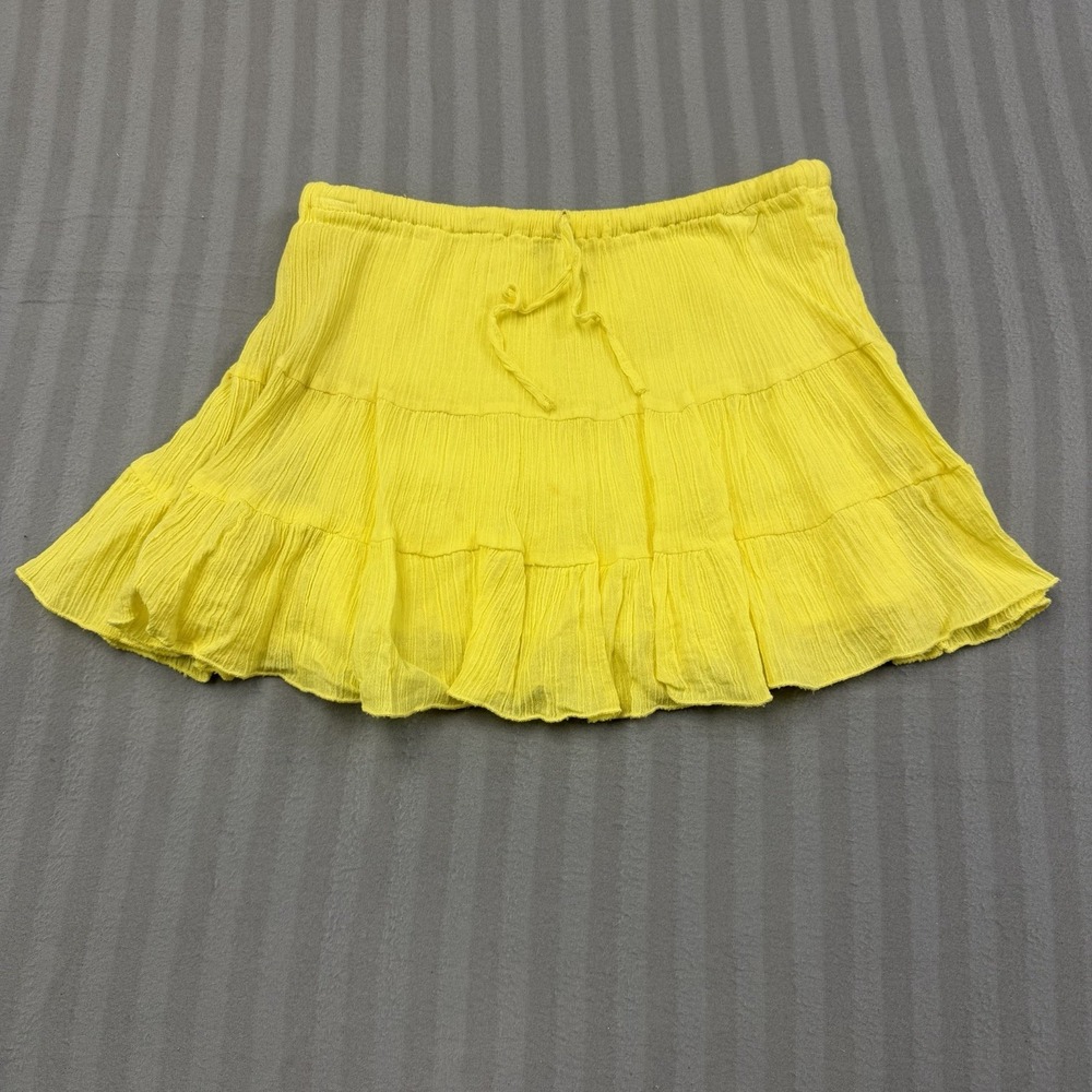 Ingear Corona Skirt Size M Yellow Tiered Ruffle Gauze Beach Party Y2K